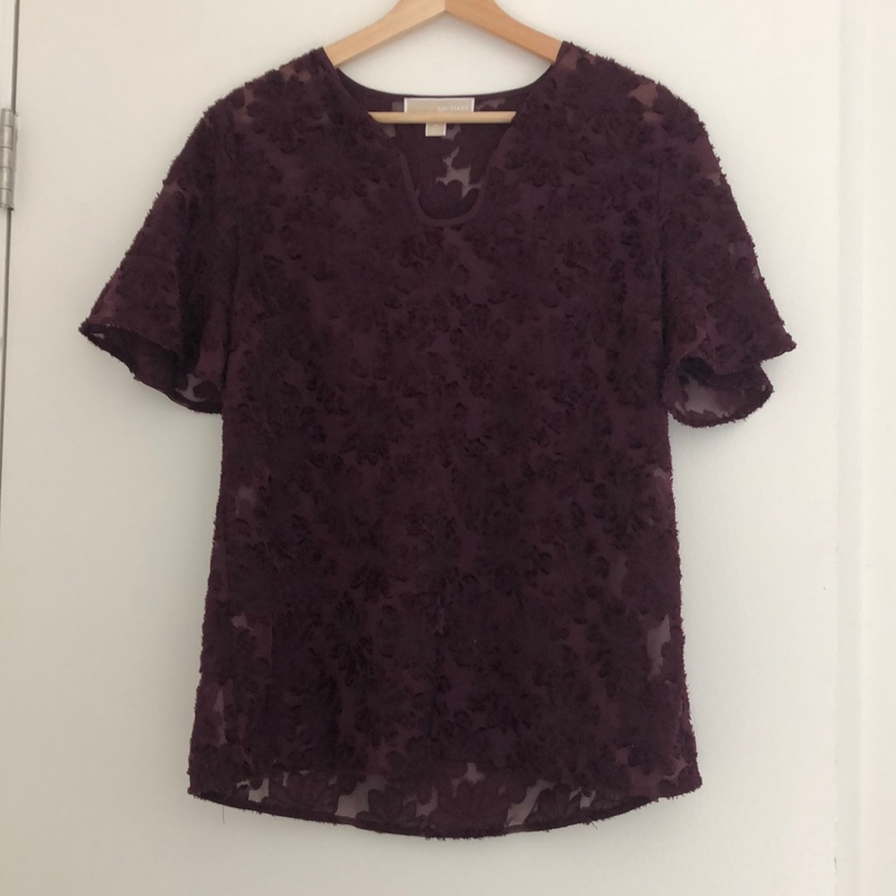 Michael Kors Flocked Velvet Illusion Top - Medium - Picture 3 of 7